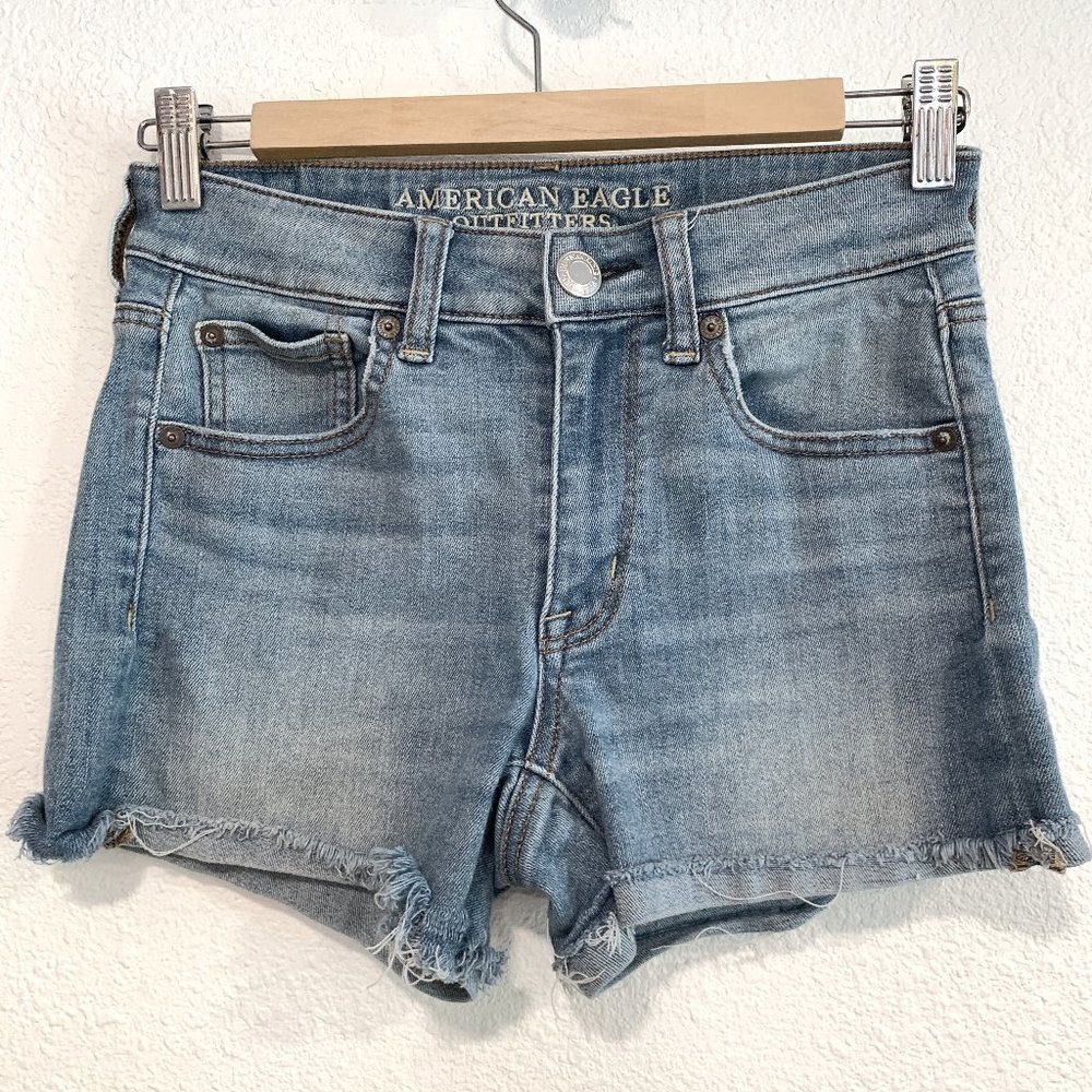 American Eagle Jean Shorts Super Super Stretch Hi-Rise Shortie W26xL3 Women Sz 2